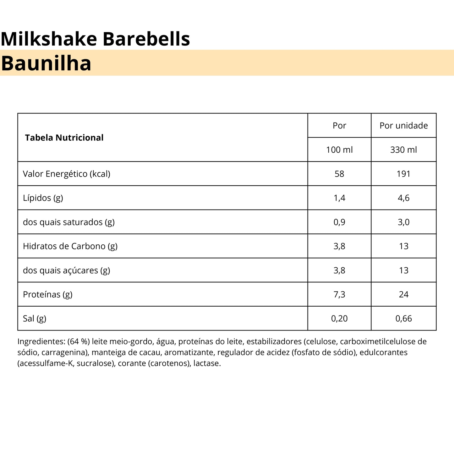 Barebells Milkshake Baunilha