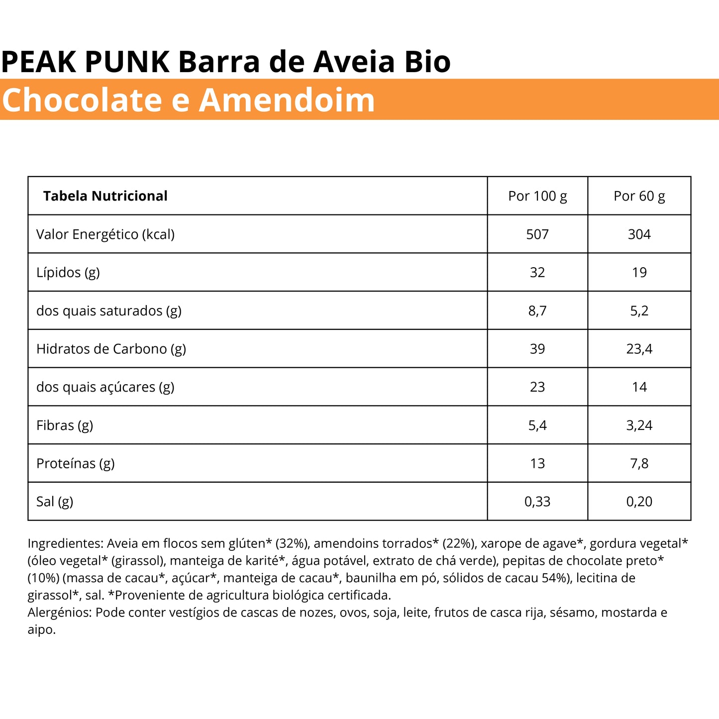 Peak Punk Bio Oat Flapjack Chocolate e Amendoim