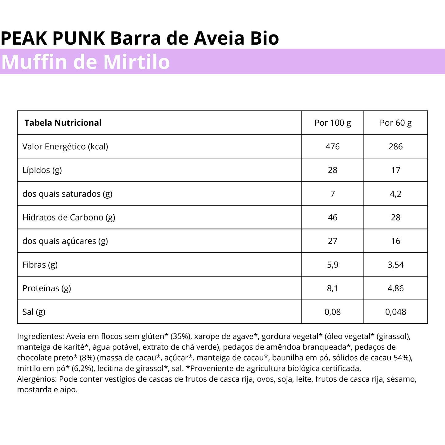 Peak Punk Bio Oat Flapjack Muffin de Mirtilo