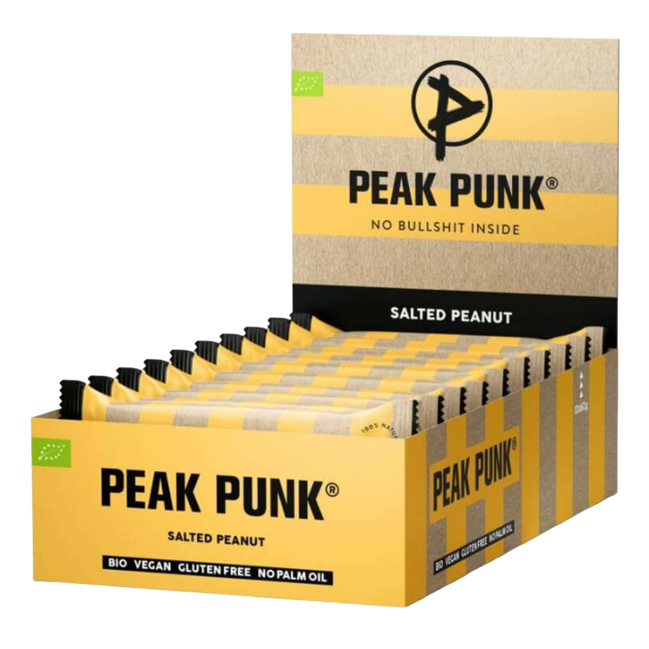Peak Punk Bio Oat Flapjack Amendoim Salgado Salted Peanut 12x60g Vegan Sem Glúten Gluten Free orgânico Aveia Orgânico