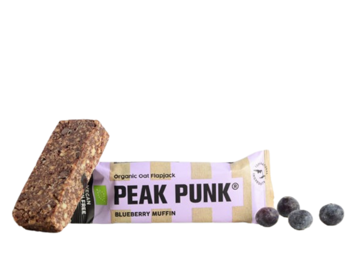 Peak Punk Bio Oat Flapjack Muffin de Mirtilo Blueberry Muffin 12x60g Vegan Sem Glúten Gluten Free orgânico Aveia Orgânico