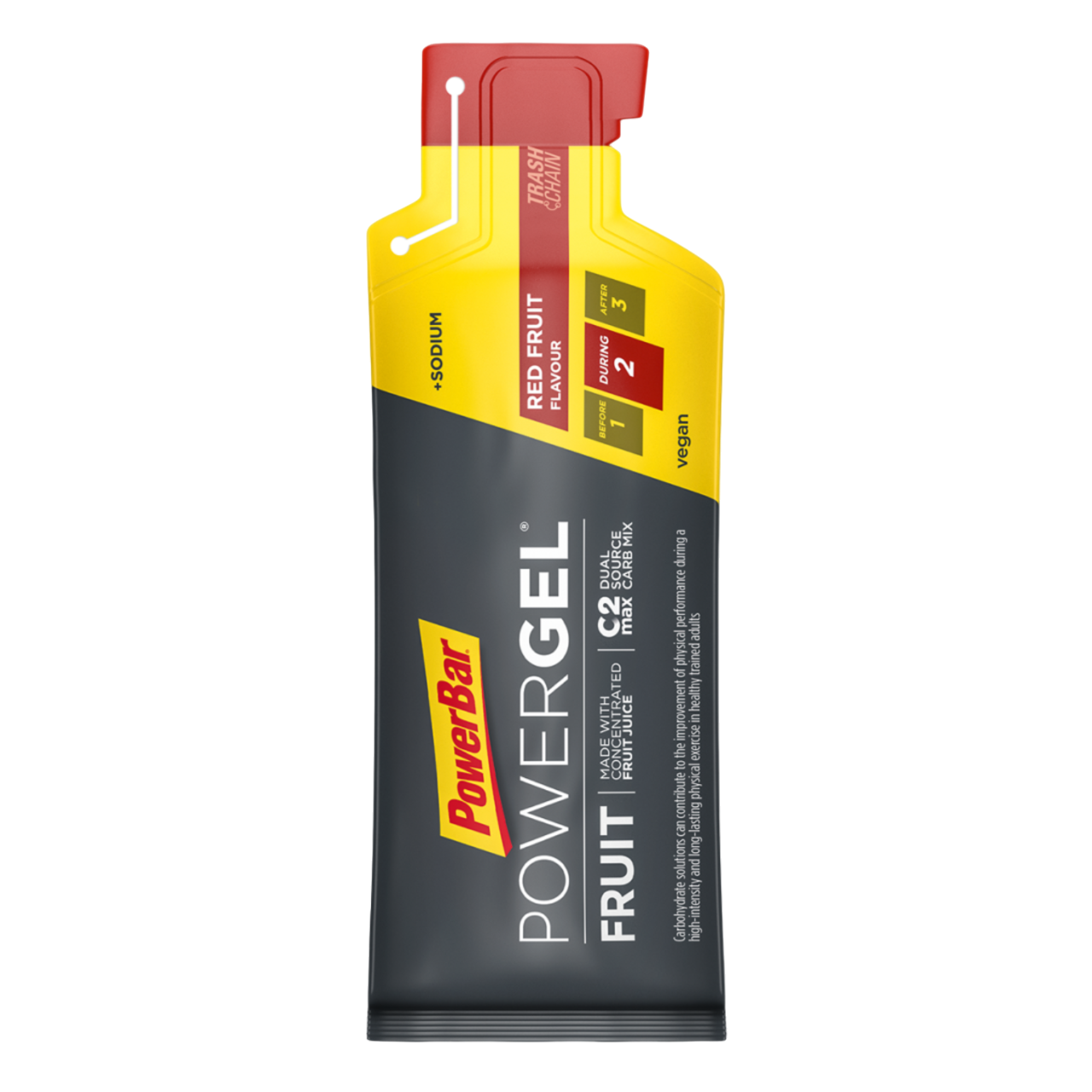 Powerbar PowerGel Fruit Frutos Vermelhos Red Fruit 41g hidratos de carbono C2MAX Dual Source Carb Mix sódio fruta concentrado aromas naturais Vegan Cologne List