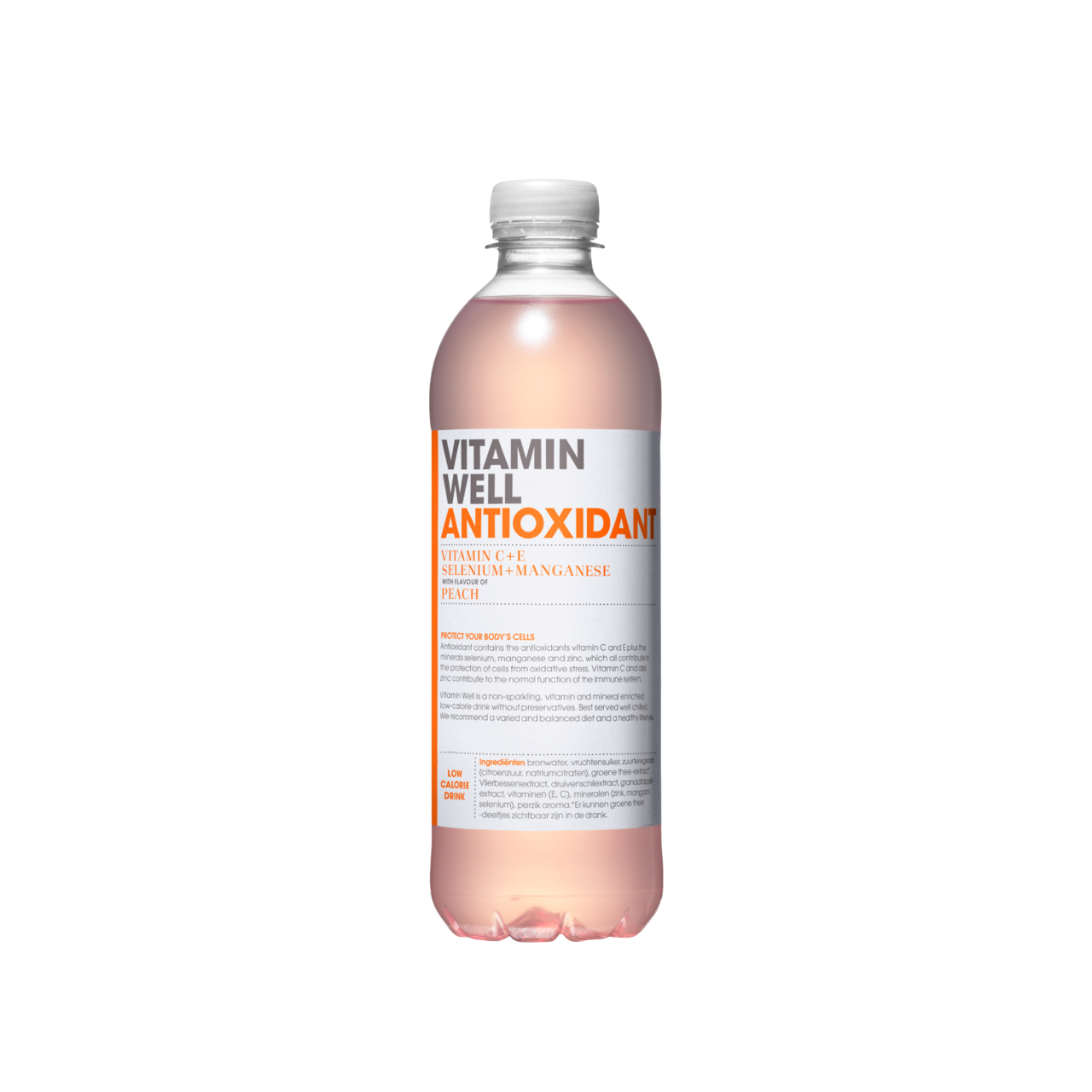 Vitamin Well ANTIOXIDANT Pêssego 500ml Vitaminas C Vitaminas E Selénio Magnésio extratos de frutas frutose antioxidantes manganês zinco