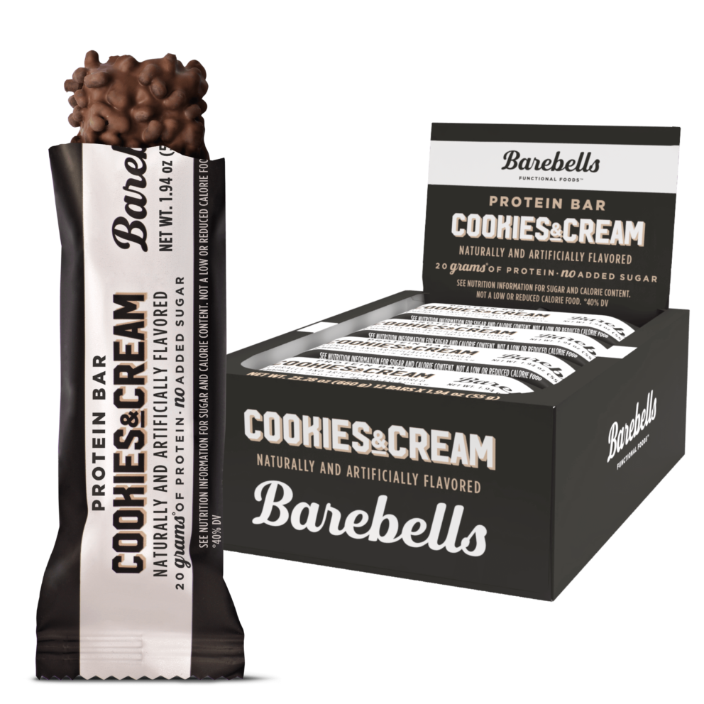 Barebells Cookies&Cream Protein Bar 20g of Protein no Added Sugar caixa box tray 12x55g