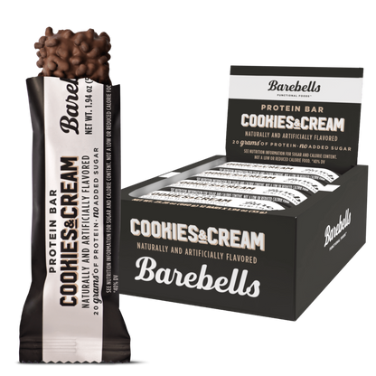 Barebells Cookies&Cream Protein Bar 20g of Protein no Added Sugar caixa box tray 12x55g