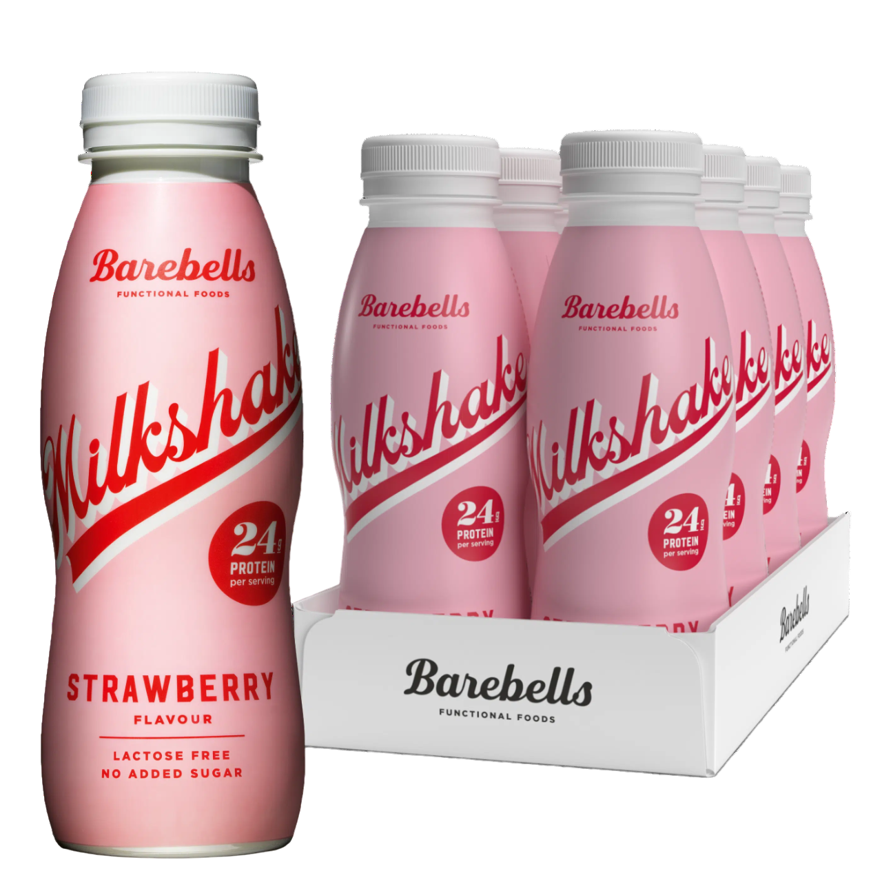 Barebells Milkshake Morango (Strawberry) 24g of Protein Lactose Free No Added Sugar 8x330ml