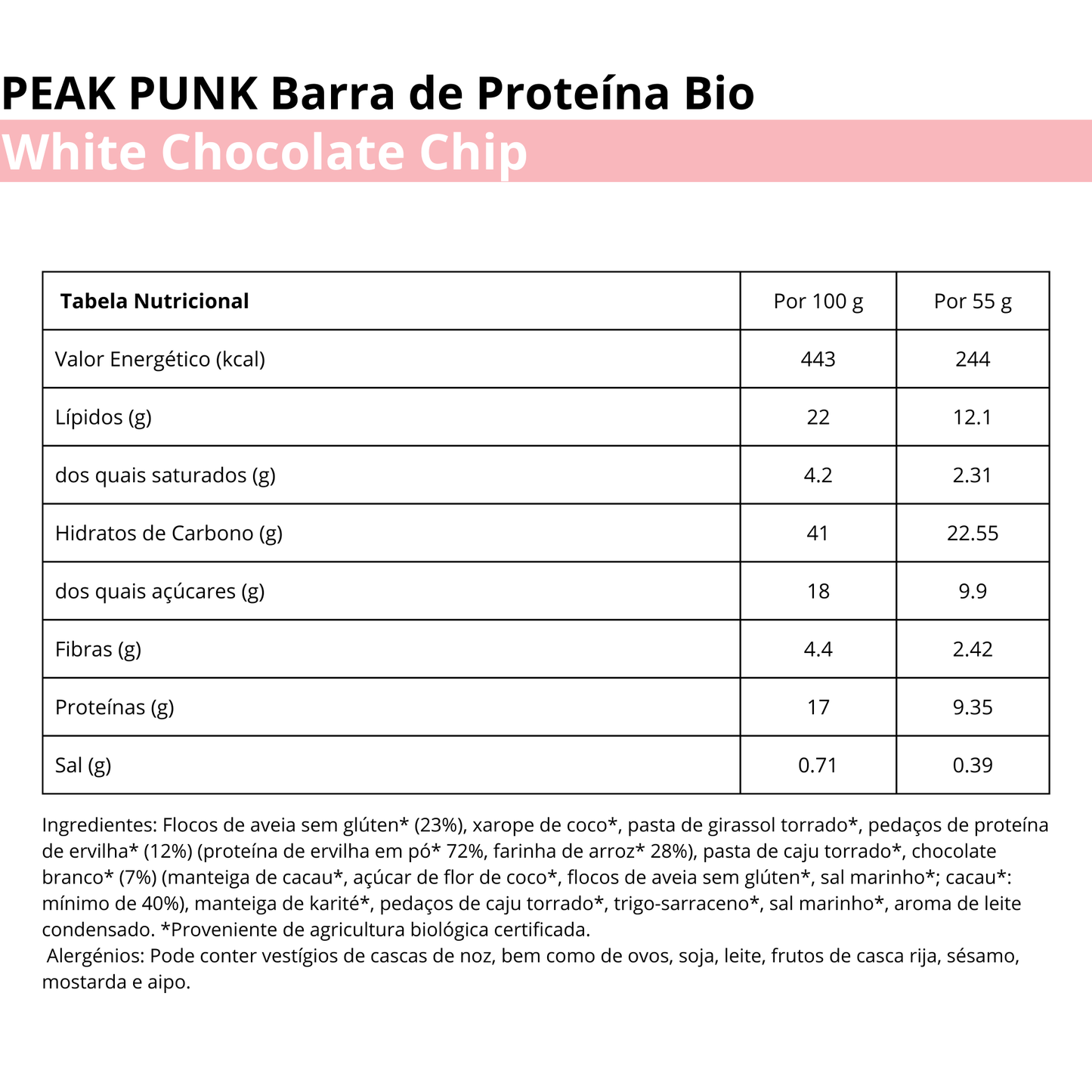 Peak Punk Bio Protein Bar White Chocolate Chip