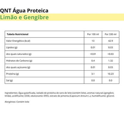 QNT Água Proteica Limão e Gengibre