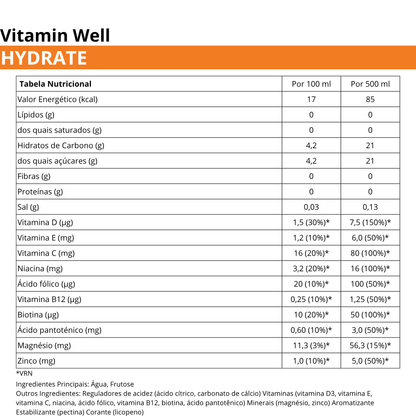 Vitamin Well HYDRATE Morango Ruibarbo