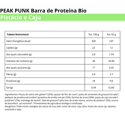 Peak Punk Bio Protein Bar de Pistácio e Caju