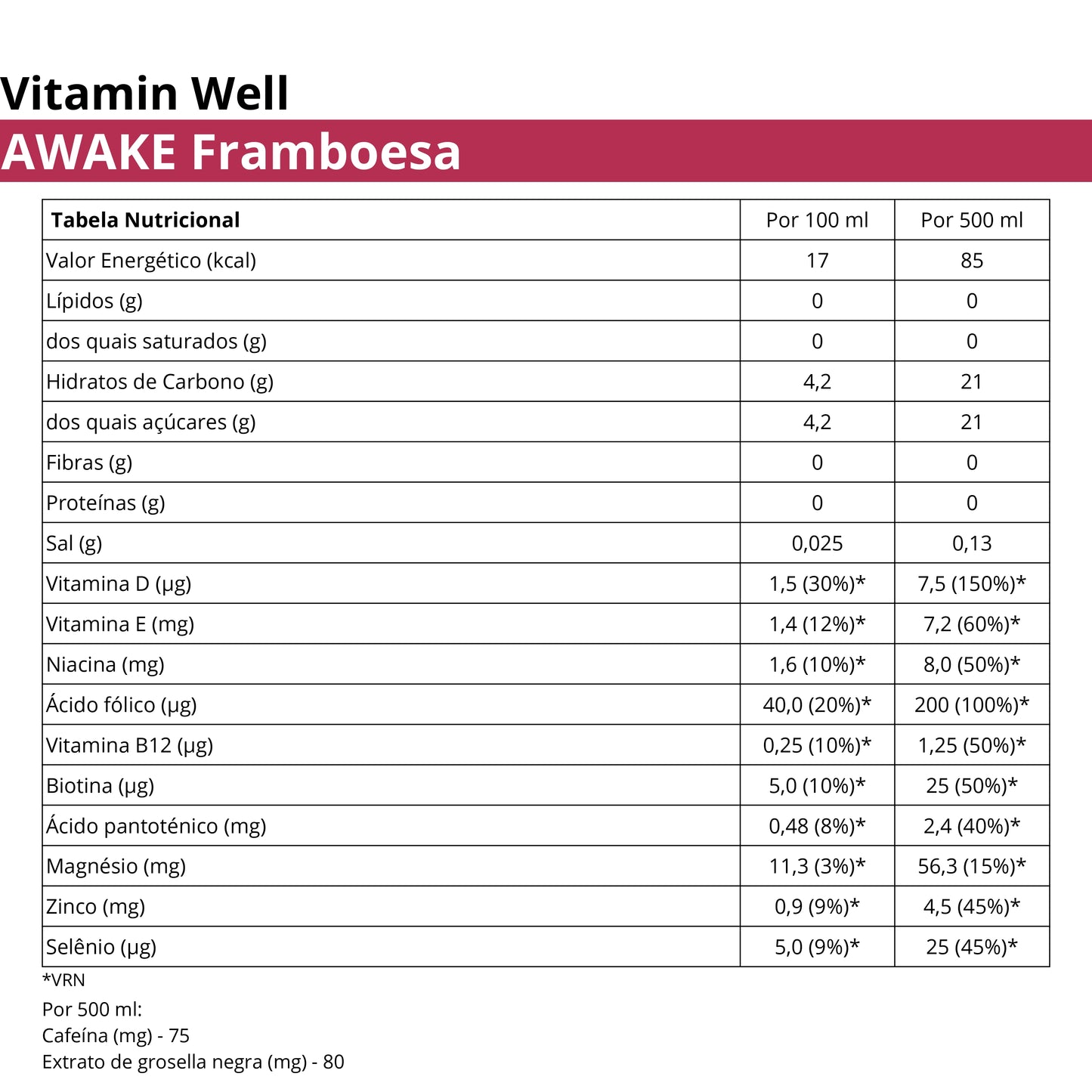 Vitamin Well AWAKE Framboesa