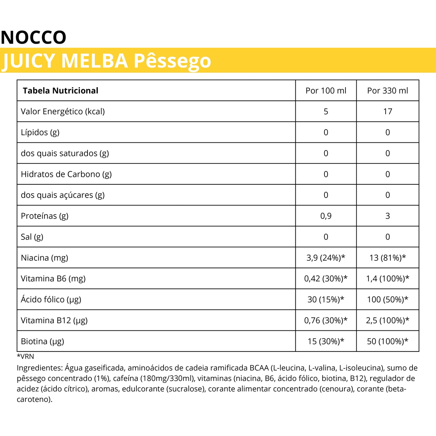 NOCCO BCAA Juicy Melba (Pêssego)