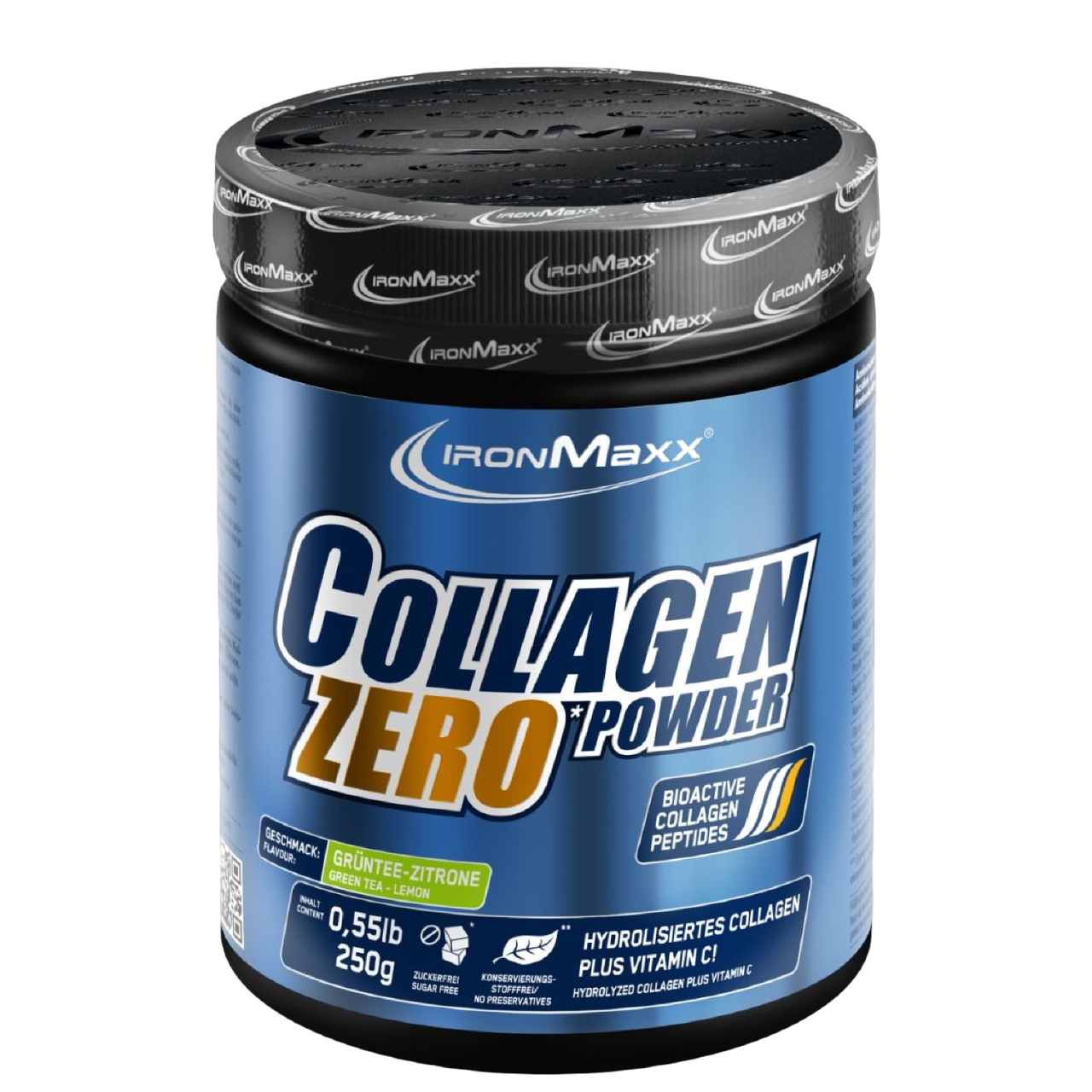 IronMaxx Colagénio Zero Chá Verde Limão 250g Pó Hidrolisado Vitamin C açúcar nem conservantes
Collagen Powder Zero – 250g Dose - Chá Verde Limão