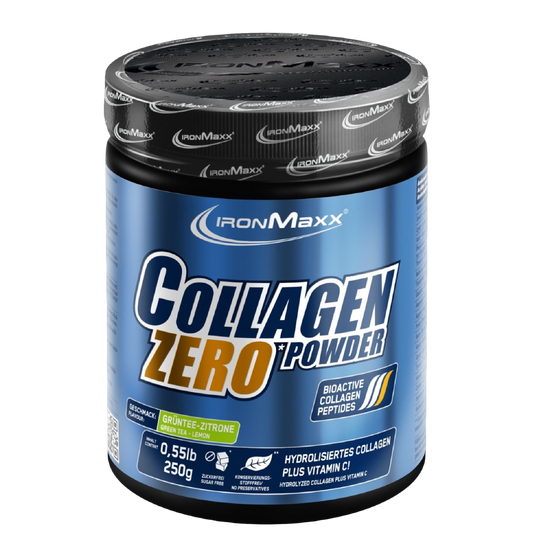 IronMaxx Colagénio Zero Chá Verde Limão 250g Pó Hidrolisado Vitamin C açúcar nem conservantes
Collagen Powder Zero – 250g Dose - Chá Verde Limão