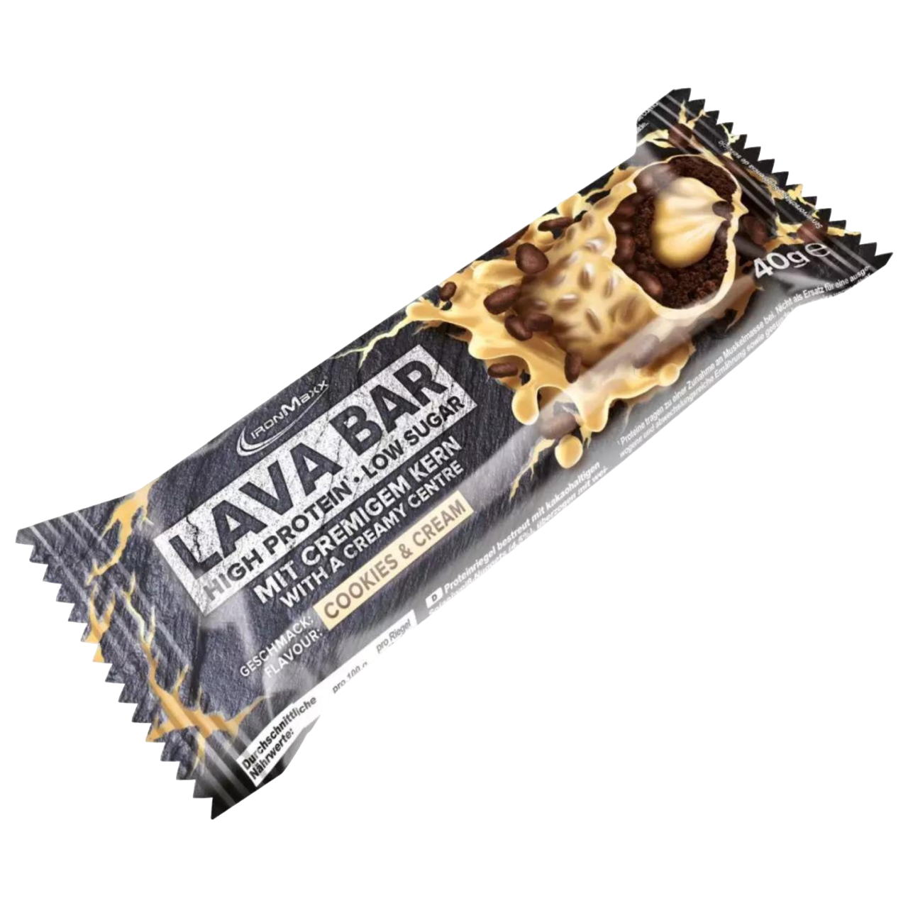 IronMaxx Lava Bar Bolacha & Nata recheio cremoso Baixo teor de açúcar Alto teor de proteína
IronMaxx Lava Bar Cookies&Cream High Protein Low Sugar