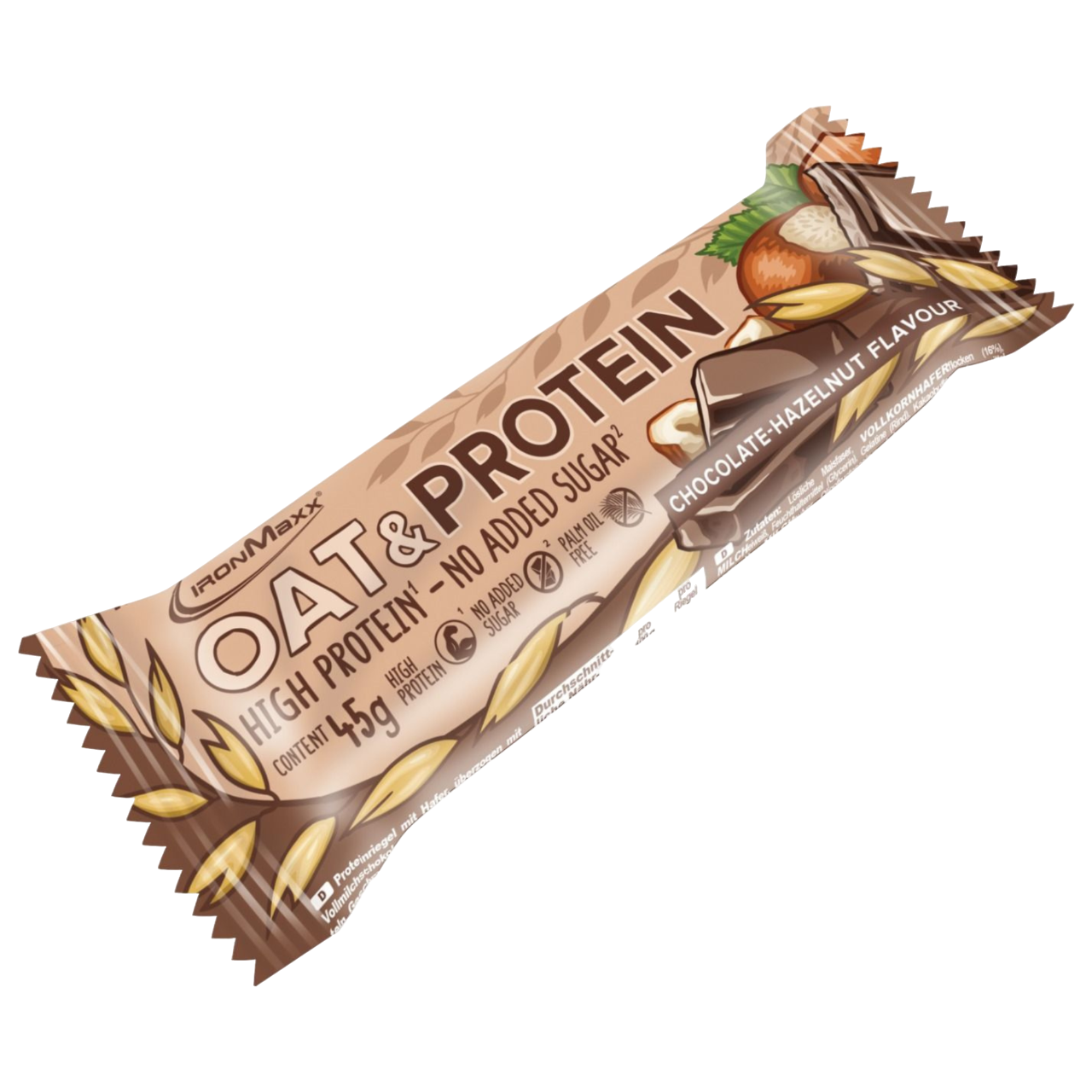 IronMaxx Oat & Protein Chocolate Avelã  Alto teor de proteína Sem adição de açúcares Sem óleo de palma
IronMaxx Oat & Protein Chocolate Avelã High Protein No added Sugar Palm Oil Free