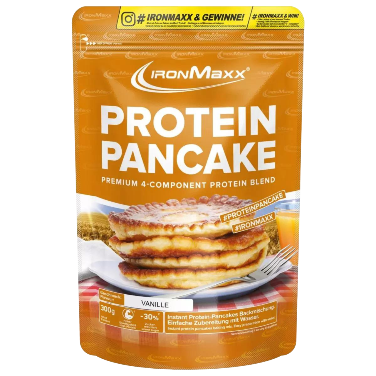 IronMaxx Panquecas Proteicas Baunilha proteína Baixo teor em açúcar
IronMaxx Protein Pancake Vanilla Low Sugar High Protein