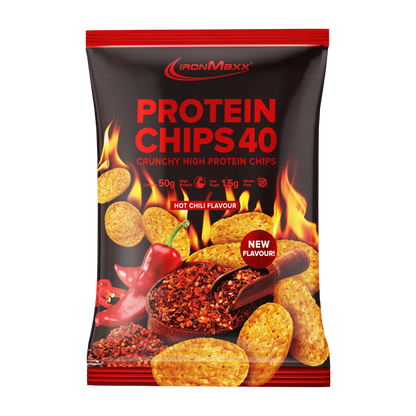 IronMaxx Protein Chips 40 Hot Chili 50g Elevado teor de proteína e fibra Sem óleo de palma Baixo teor de açúcar Assadas em vez de fritas sem Glúten
IronMaxx Protein Chips 40 Hot Chili High Protein Low Sugar Gluten Free