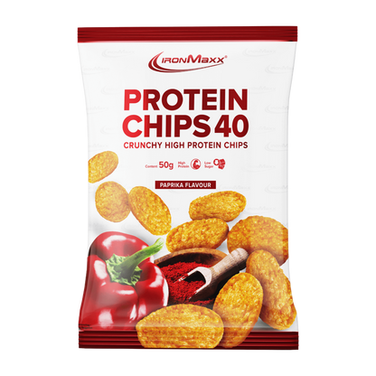 IronMaxx Protein Chips 40 Paprica 50g Elevado teor de proteína e fibra Sem óleo de palma Baixo teor de açúcar Assadas em vez de fritas sem Glúten
IronMaxx Protein Chips 40 Paprika High Protein Low Sugar Gluten Free