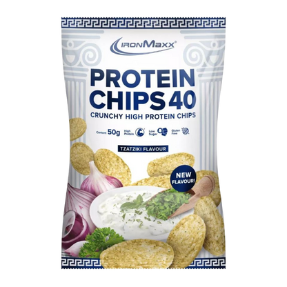 IronMaxx Protein Chips 40 Tzatziki 50g Elevado teor de proteína e fibra Sem óleo de palma Baixo teor de açúcar Assadas em vez de fritas sem Glúten
IronMaxx Protein Chips 40 Tzatziki High Protein Low Sugar Gluten Free