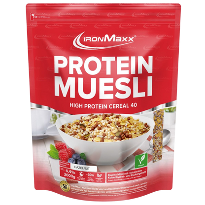 IronMaxx Protein Muesli Avelã 2Kg Granola Proteica Rico em Fibra Elevado teor de proteína Baixo teor de açúcar
IronMaxx Protein Muesli Hazelnut 2Kg High Protein Low Sugar Vegan