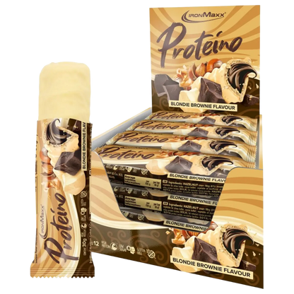 IronMaxx Proteino Blondie Brownie 12x30g recheio cremoso wafer chocolate Sem glúten sem óleo de palma Baixo teor em açúcar alto teor proteico High Protein Low Sugar Gluten Free