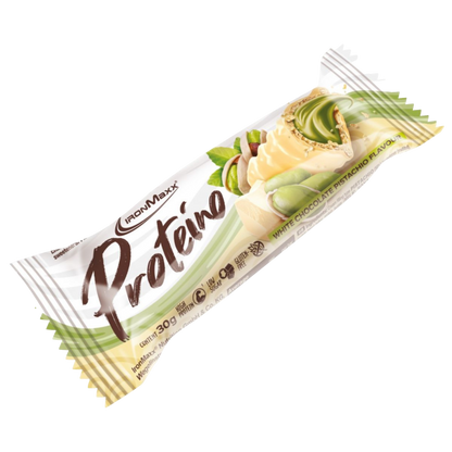 IronMaxx Proteino Chocolate Branco Pistáchio recheio cremoso wafer chocolate Sem glúten sem óleo de palma Baixo teor em açúcar alto teor proteico 
IronMaxx Proteino White Chocolate Pistachio High Protein Low Sugar Gluten Free