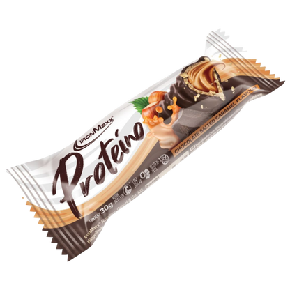 IronMaxx Proteino Chocolate Caramel Salgado recheio cremoso wafer chocolate Sem glúten sem óleo de palma Baixo teor em açúcar alto teor proteico 
IronMaxx Proteino Chocolate Salted Caramel High Protein Low Sugar Gluten Free