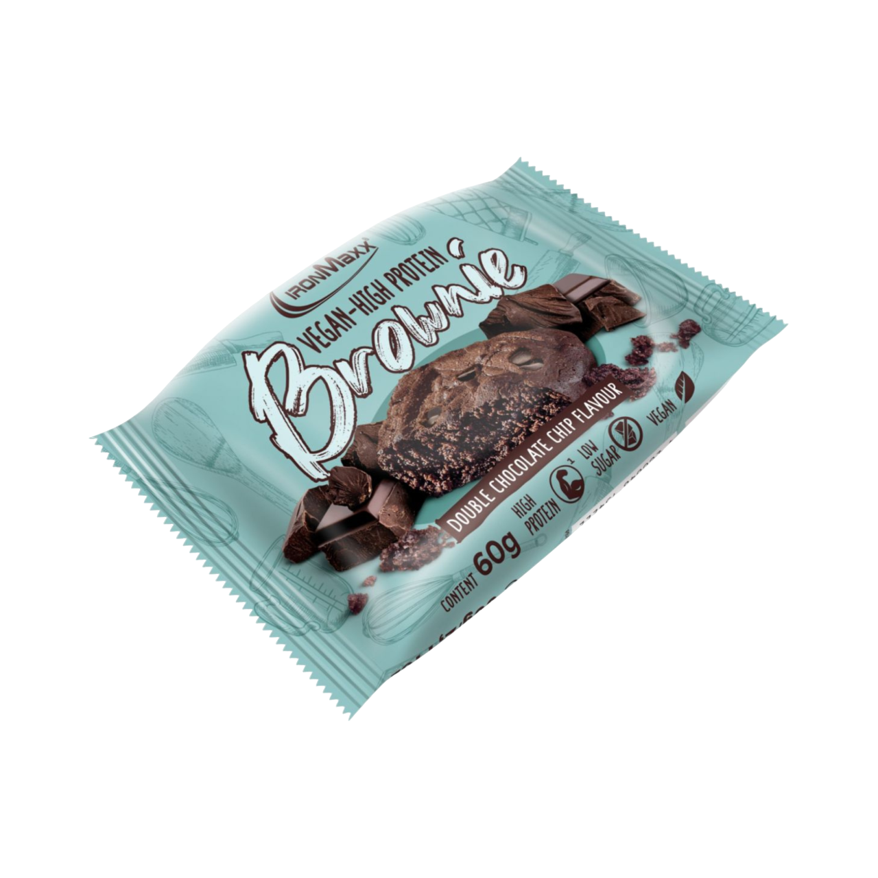 IronMaxx Vegan Brownie proteico, duplo chocolate, baixo em açúcares
Vegan-High Protein Brownie Double Chocolate Chip Flavor