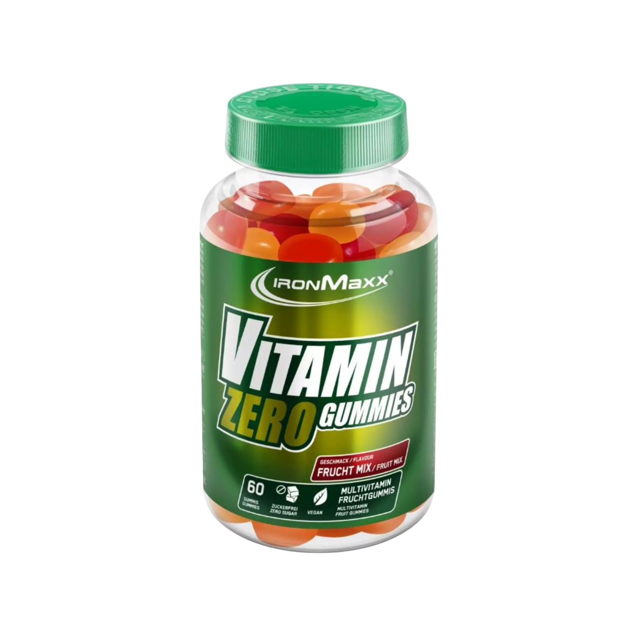 IronMaxx Vitaminas Vegan Zero 60 Gomas
9 vitaminas essenciais Biotina Ácido Fólico Niacina Vitamina B6 Vitamina B12 Vitamina D3 Vitamina E Vitamina C Sem açúcar Vegan
IronMaxx Vitamin Vegan Zero Gummies