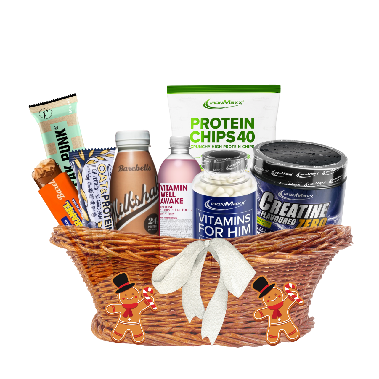 Kit de Natal para ELE Protein Chips Peak Punk Brownie Cashew Barebells Soft Salted Peanut Caramel Oat & Protein Barebells Milkshake Chocolate Vitamin Well Awake Vitaminas Creatina Zero Ice Tea