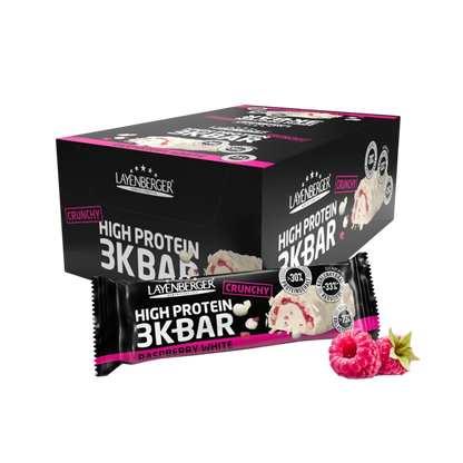 Layenberger 3K Protein Bar - Crunchy Raspberry White 15x45g