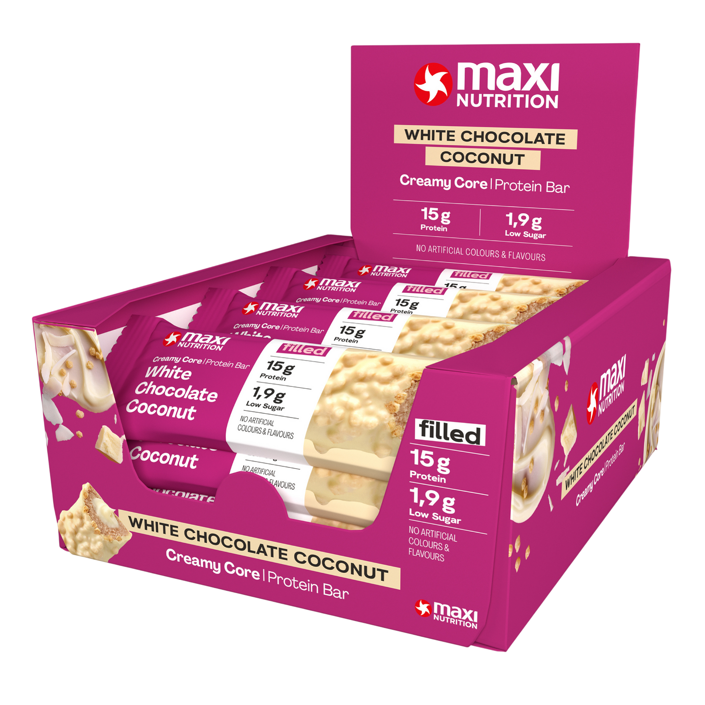 Maxi Nutrition Creamy Core - White Choco Coconut ("Raffaello") 12x45g
barra
proteina