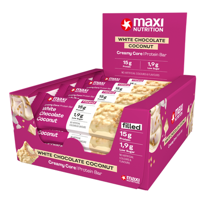 Maxi Nutrition Creamy Core - White Choco Coconut ("Raffaello") 12x45g
barra
proteina