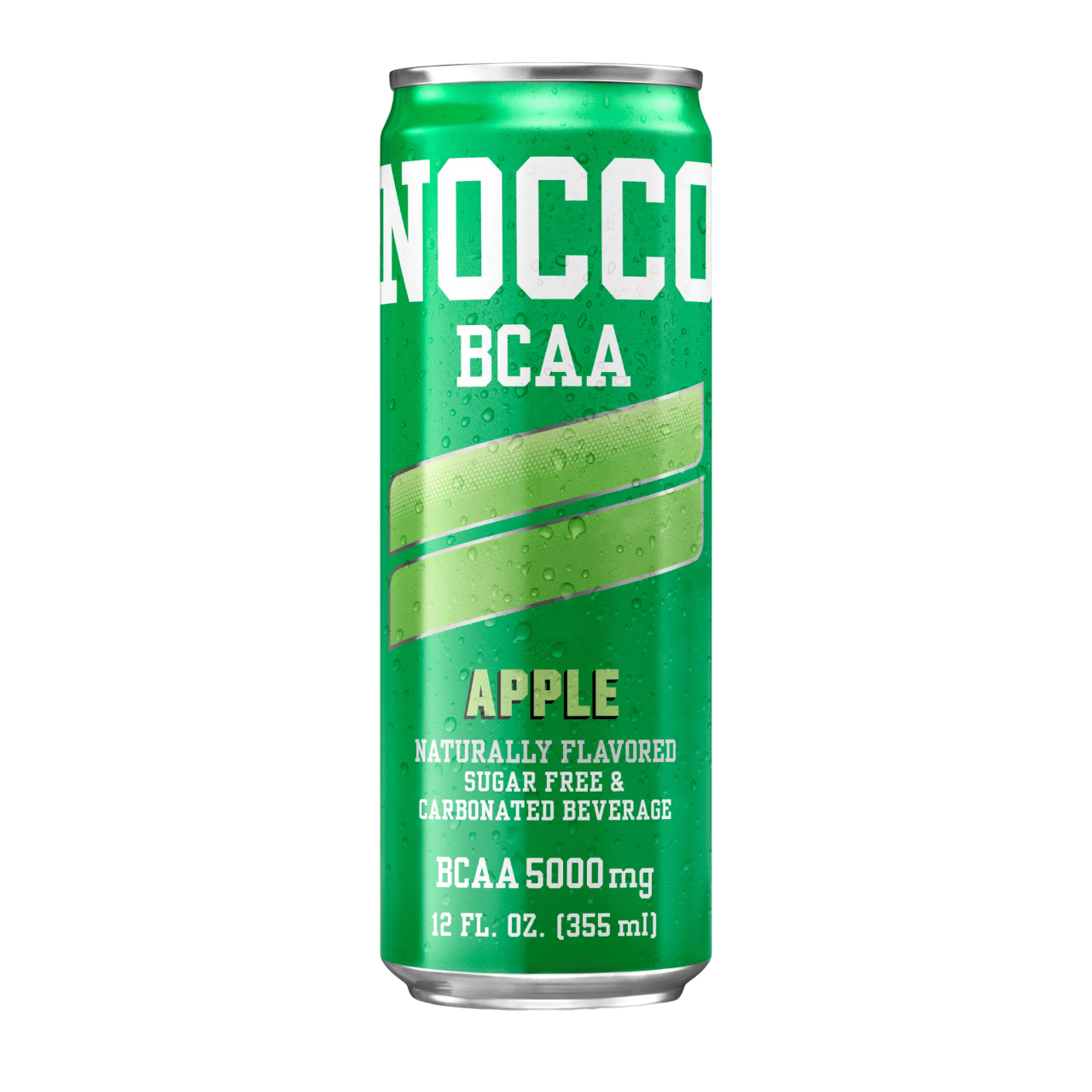 NOCCO BCAA+ Apple Maçã 330ml Sem açúcar Sugar Free sem cafeína Vegan BCAA 4:1:1 (Leucina, Valina e Isoleucina) 5000 mg Vitamina B6 Vitamina B12 Biotina Ácido Fólico Niacina