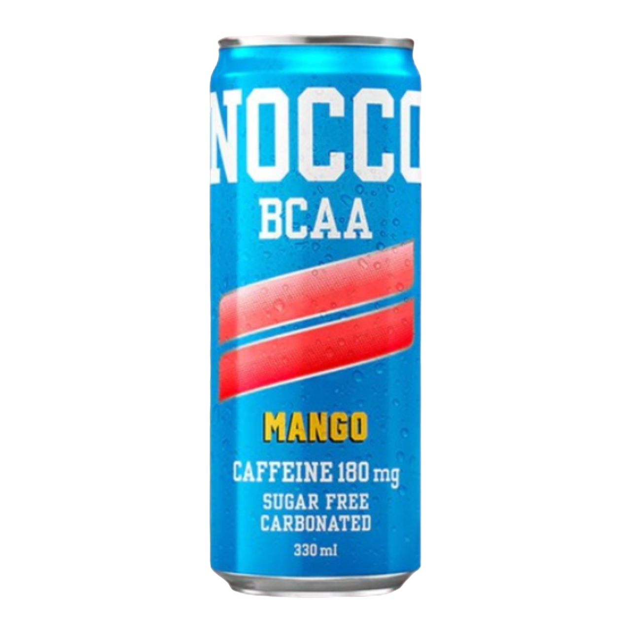 NOCCO BCAA Mango 330ml Cafeína 180mg Caffeine Sem açúcar Sugar Free Vegan BCAA 4:1:1 (Leucina, Valina e Isoleucina) 3000 mg Vitamina B6 Vitamina B12 Biotina Ácido Fólico Niacina