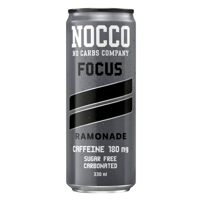 NOCCO Focus Ramonade 330ml
Cafeína 180mg Caffeine Sem açúcar Sugar Free Vegan Vitamina B6 Vitamina B12 Biotina Ácido Fólico Niacina