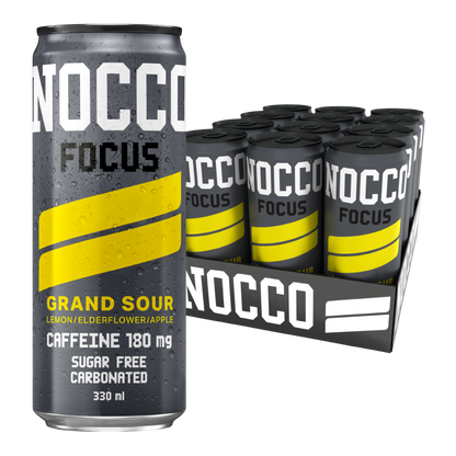 NOCCO Grand Sour 24x330ml
Cafeína 180mg Caffeine Sem açúcar Sugar Free Vegan Vitamina B6 Vitamina B12 Biotina Ácido Fólico Niacina