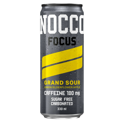 NOCCO Grand Sour 330ml
Cafeína 180mg Caffeine Sem açúcar Sugar Free Vegan Vitamina B6 Vitamina B12 Biotina Ácido Fólico Niacina