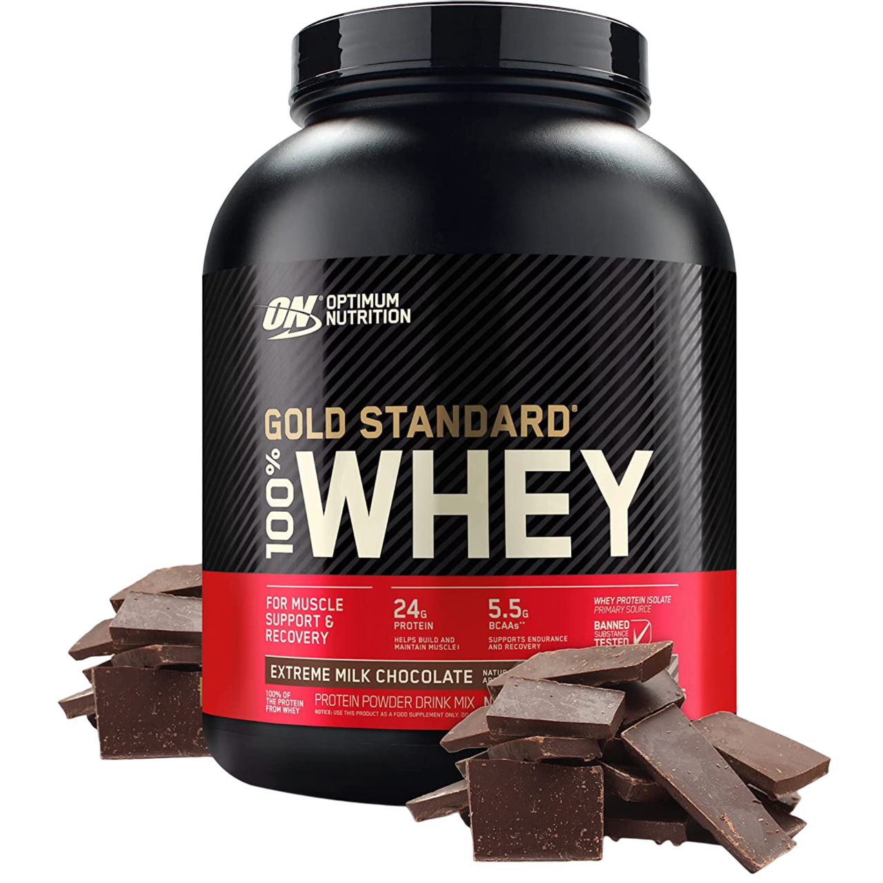 Optimum Nutrition Gold Standard 100% Whey Protein Extreme Milk Chocolate 2.27Kg 5.5g BCAA  24g Protein