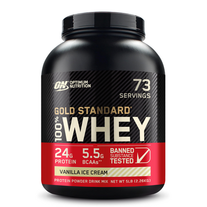 Optimum Nutrition Gold Standard 100% Whey Protein Gelado de Baunilha Vanilla Ice Cream 2.26Kg 5.5g BCAA  24g Protein