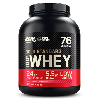 Optimum Nutrition Gold Standard 100% Whey Protein Morango Delicious Strawberry 2.28Kg 5.5g BCAA  24g Protein