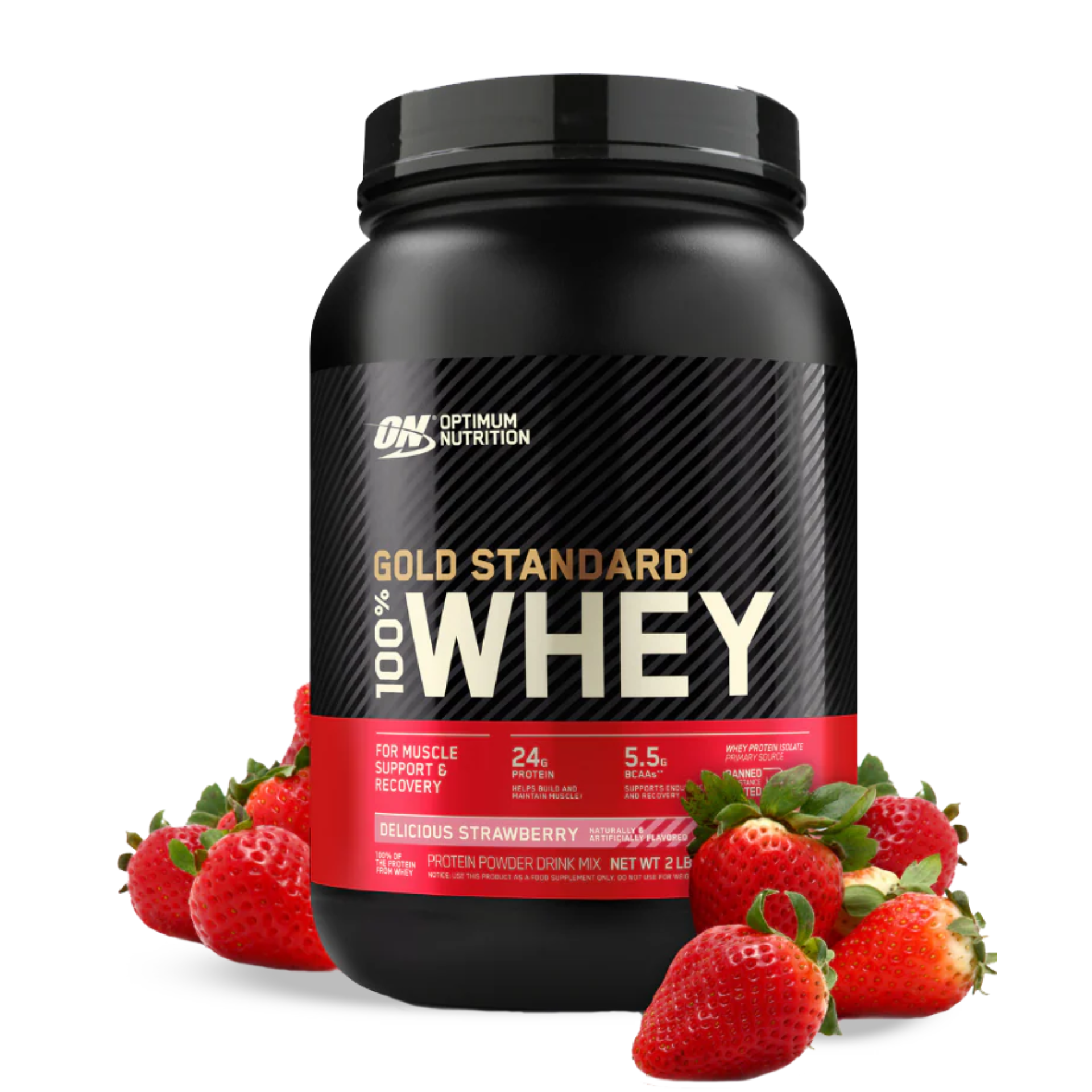 Optimum Nutrition Gold Standard 100% Whey Protein Morango Delicious Strawberry 896g 5.5g BCAA  24g Protein