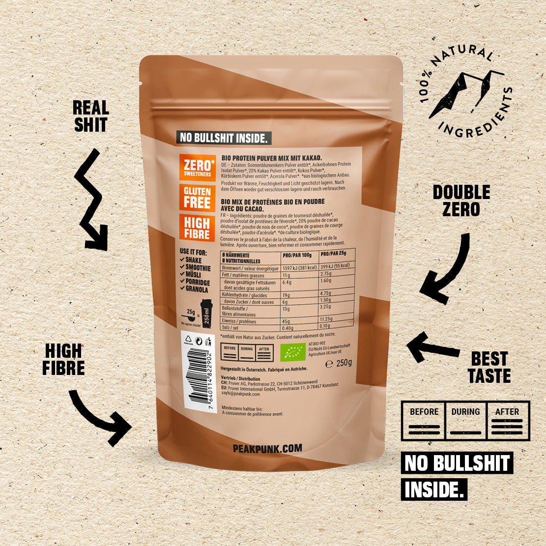 PEAK PUNK Bio High-Protein Shake - Choco 250g