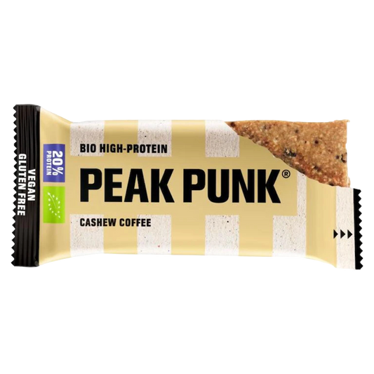 Peak Punk Bio High Protein Bar Café de Caju Cashew Coffee 55g Vegan Sem Glúten Gluten Free orgânico biológico