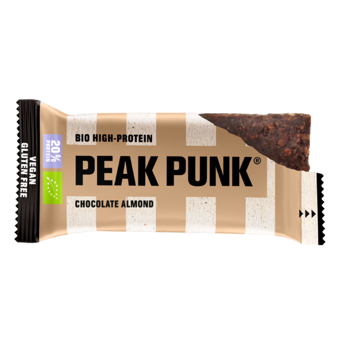 Peak Punk Bio High Protein Bar Chocolate de Amêndoa Chocolate Almond 55g Vegan Sem Glúten Gluten Free orgânico biológico