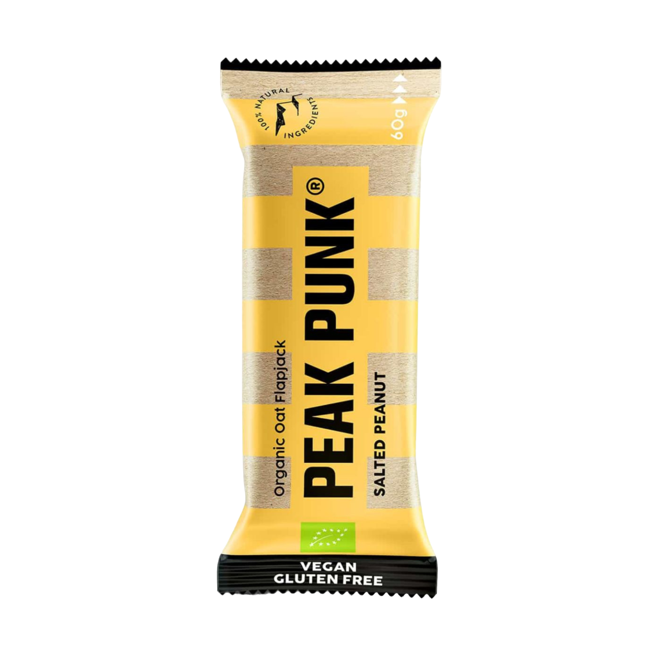 Peak Punk Bio Oat Flapjack Amendoim Salgado Salted Peanut 60g Vegan Sem Glúten Gluten Free orgânico  Aveia Orgânico