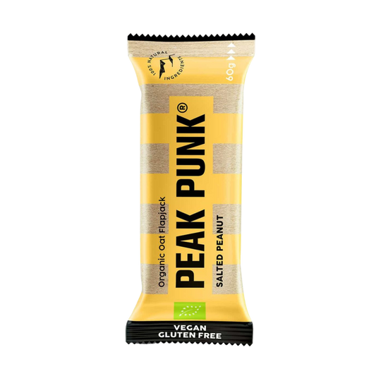 Peak Punk Bio Oat Flapjack Amendoim Salgado Salted Peanut 60g Vegan Sem Glúten Gluten Free orgânico  Aveia Orgânico