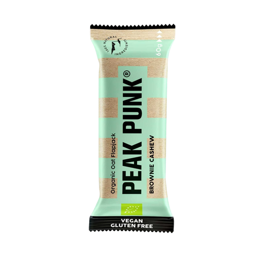 Peak Punk Bio Oat Flapjack Brownie de Caju Brownie Cashew 60g Vegan Sem Glúten Gluten Free orgânico  Aveia Orgânico