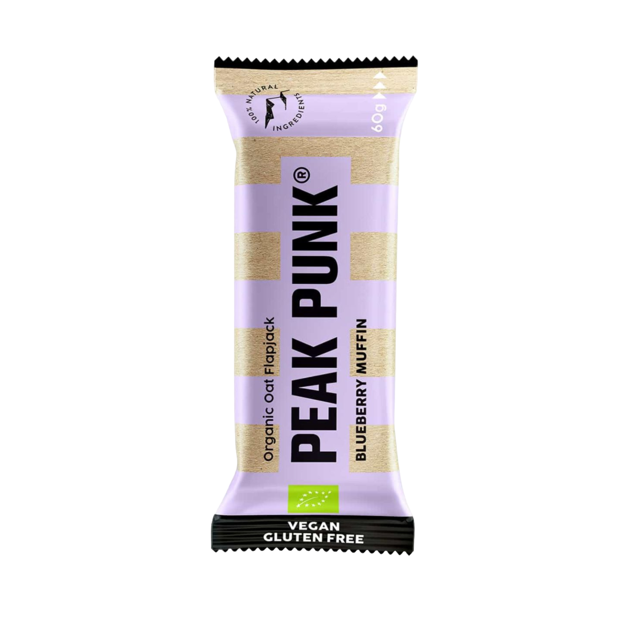 Peak Punk Bio Oat Flapjack Muffin de Mirtilo Blueberry Muffin 60g Vegan Sem Glúten Gluten Free orgânico  Aveia Orgânico